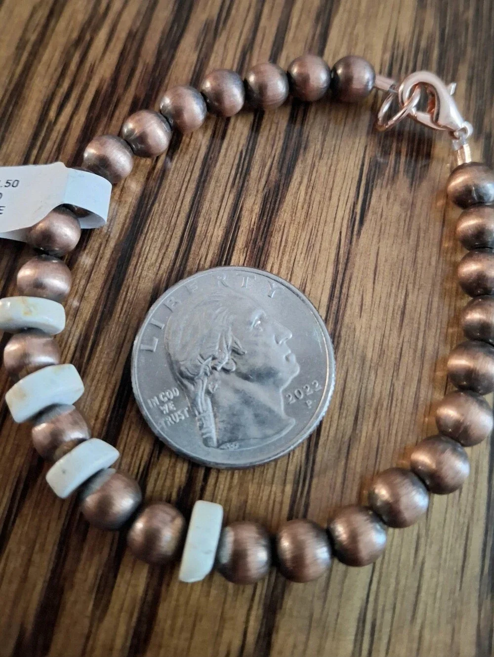 Copper Pearls And Wild Horse Beaded Bracelet 7.5